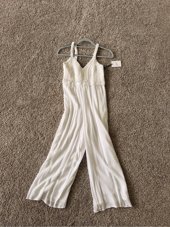 Japna Pants - Japna Cream Crochet Bodice Wide-Leg Jumpsuit